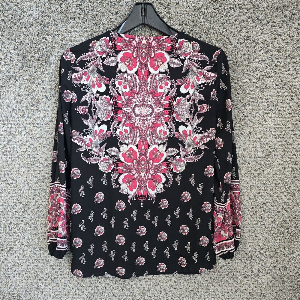 JM Collection Top Womens PM Petite Medium Pink Paisley Print Sheer Blouse Ladies - Picture 7 of 7